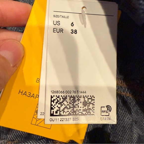 H&M NWT DENIM SKIRT WITH PEPLUM Dark Wash Low Rise Mini - Picture 6 of 7